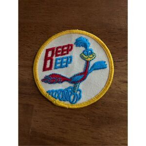 Vtg BEEP BEEP Looney Tunes ROAD RUNNER Cloth Patch 3" D (5046)